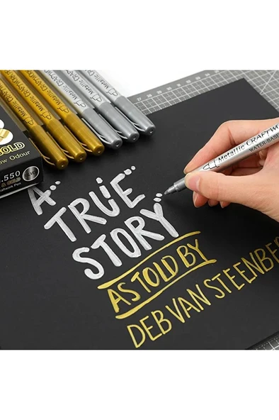 Gümüş metalik marker kaligrafi kalemi, cam kalemi, davetiye, süsleme, düğün imza, bardak yazı-2 Ad - 3