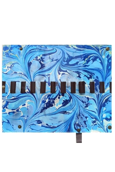 Ebru Sanatı Rulo Deri Kalemlik-mavi Renk-11 Kalem Alır ürün görseli