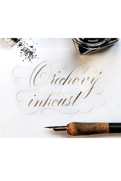 Walnut Ink ceviz mürekkebi-gölge yazı-copperplate mürekkebi-walnut 25ml-ink Ceviz rengi - Resim 3