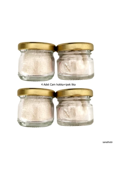 ipek Likalı Cam Hokka Sarı Kapak, Hat Sanatı Kaliigrafi, Minyatür Tezhip Hokka-28ml-4 Adet ürün görseli