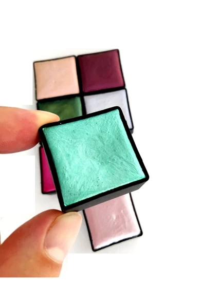 Metalik yaldız sulu boya seti, mega boy, el yapımı, profesyonel sanatçı boyası, 7 renk-set:05 - 3