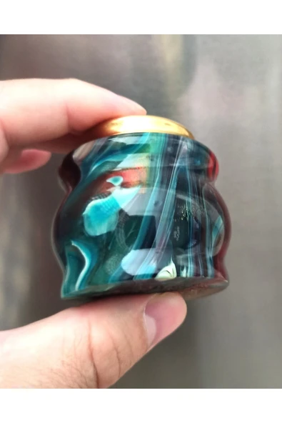 Özel El Yapımı, Pirinç Hazneli Hokka-multicoluour-yeşil Desenli - Resim 5