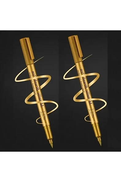 Altın metalik brush marker kaligrafi kalemi, cam kalemi, davetiye, süsleme, balon, bardak yazı-2 Ad