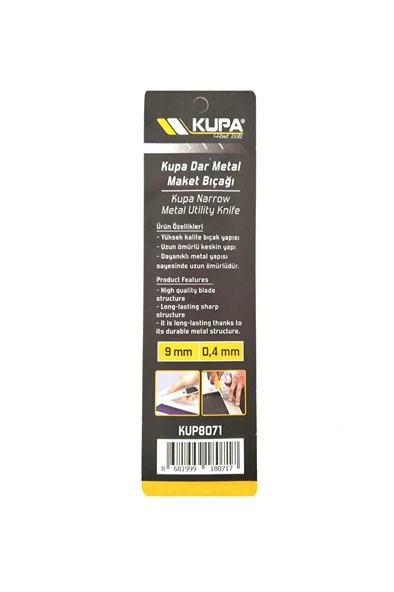 Dar Metal Paslanmaz Maket Bıçağı, kaliteli ve ergonomik yapı 9mm - Resim 4