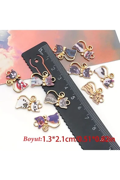 Vintage kolye, nostalji kolye, özel tasarım boyalı retro kolye-10 adet - 2