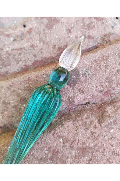 El Yapımı Cam Kalemi, Cam Kalem, Cam Çizim Kalemi, kaligrafi Kalem-Buz Yeşili ürün görseli