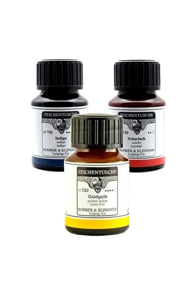 Rohrer&Klingner Kaligrafi mürekkebi Zeichentusche 29-airbrush-fırça-divit-sulu boya 50ml-702 Magenta - Resim 2