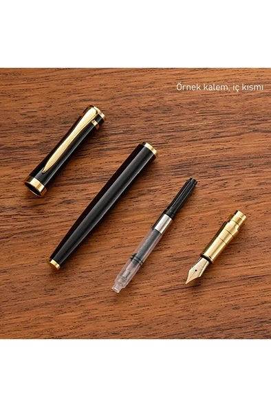 Altın Tonlu Paslanmaz Çelik Dolma Kalem, doldurulabilir, lüsk hediyelik dolma kalem - Resim 2