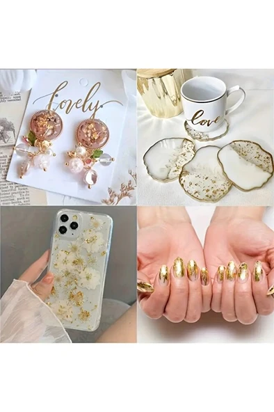 Rose-gül yaprak, gül yaprak ,varak rose, gül tırnak süsü, dekoratif, epoksi reçine-9x9cm-100sayfa - Resim 3