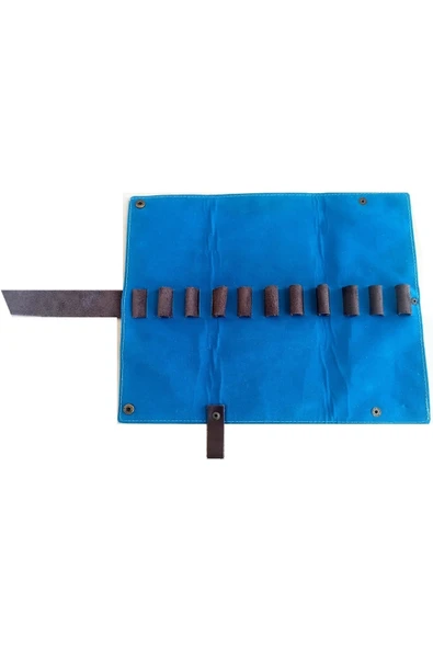 Ebru Sanatı Orjinal, Rulo Deri Kalemlik-karışık Renk-11 Kalem Alır - Resim 2