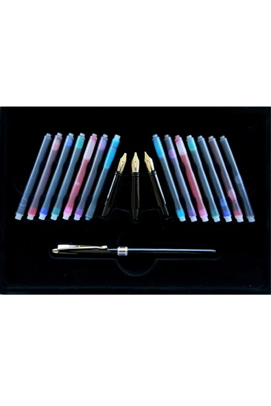 Kaligrafi Dolma kalem Seti 3 Uçlu-(14 yedek kartuş) ürün görseli