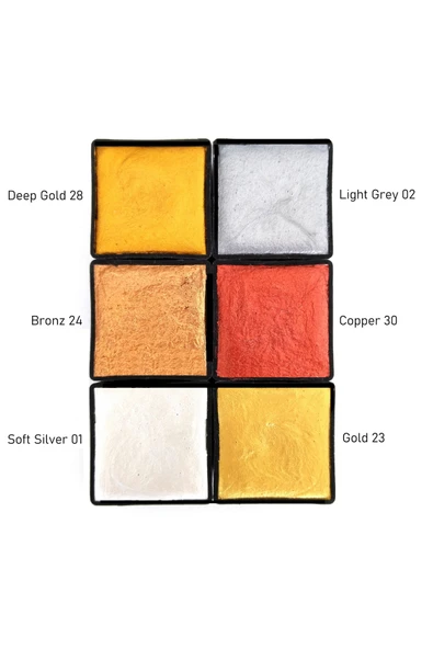 Metalik yaldız sulu boya seti, mega boy, el yapımı, profesyonel sanatçı boyası, 6 renk-set:01