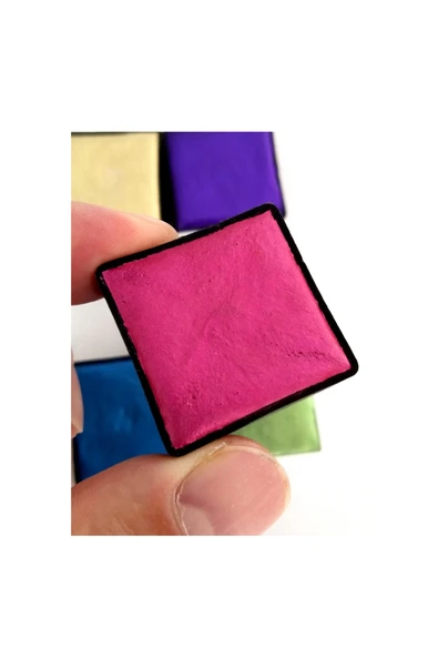 Metalik yaldız sulu boya seti, mega boy, el yapımı, profesyonel sanatçı boyası, 6 renk-set:02 - 3