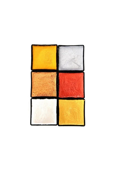 Metalik yaldız sulu boya seti, mega boy, el yapımı, profesyonel sanatçı boyası, 6 renk-set:01 - 5