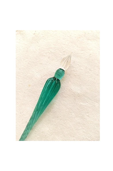 El Yapımı Cam Kalemi, Cam Kalem, Cam Çizim Kalemi, kaligrafi Kalem-Buz Yeşili - Resim 4