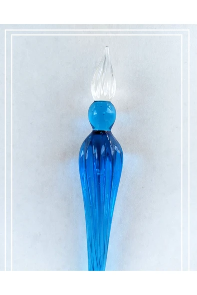 El yapımı cam kalemi, cam kalem, cam çizim kalemi, kaligrafi kalem-Gökyüzü Mavisi ürün görseli