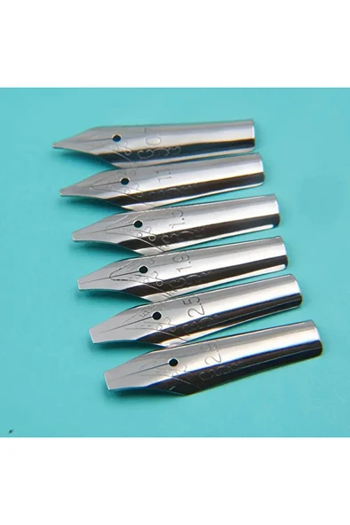 Kaligrafi divit uç seti, dolma kalem uçları, paslanmaz çelik 0.7-2.9mm arası-6 adet set - Resim 3