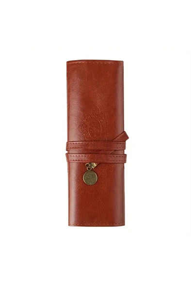 Deri kalemlik, ajanda boyu kalem kutusu, pratik taşıma kalemlik suni deri vintage - Resim 7