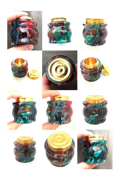 Özel El Yapımı, Pirinç Hazneli Hokka-multicoluour-yeşil Desenli - Resim 8