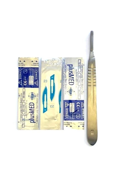 Bistüri Ucu 3 Adet+sap- Steril Karbon Çeliği (plusmed 1.kalite) ürün görseli