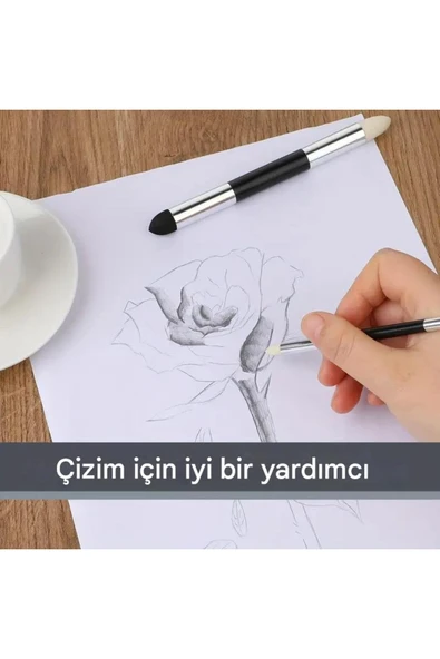 Eskiz sünger-keçe silgi, yıkanabilir, kara kalem silgi, gölgelendirme, porselen boyama-2 Adet - 4