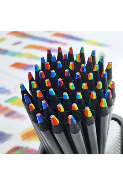 Çok Renkli Kalemler, Gökkuşağı Rengarenk Kalemler, Anaokulu Kalem, Çocuk Etkinlik Hediye 6 kalem - Resim 4
