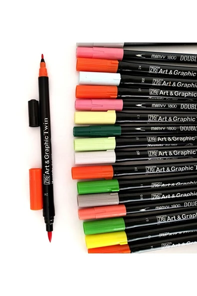 Zig Art&Graphic Twin Tut-80 ve Marvy Brush kalem seti-18 Adet set - Resim 2