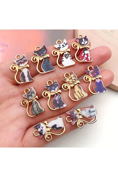 Vintage kolye, nostalji kolye, özel tasarım boyalı retro kolye-10 adet