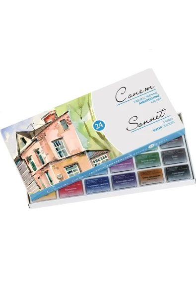 Sonnet Sulu Boya 24 Renk Seti - Kırmızı - İlkokul - Resim 3