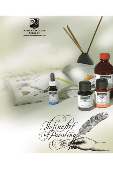 Rohrer&Klingner Kaligrafi mürekkebi Zeichentusche 29-airbrush-fırça-divit-sulu boya 50ml-801-silver - Resim 5