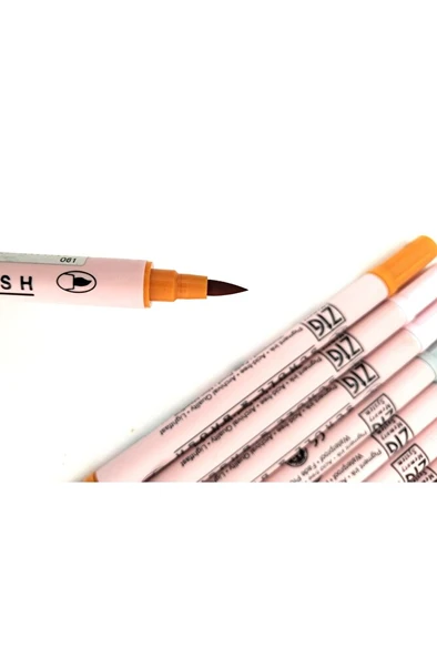 Zig Scroll & Brush Çift Çizgi Ve Fırça Uçlu Kaligrafi Kalemi, davetiye kalemi-8 Adet - Resim 2