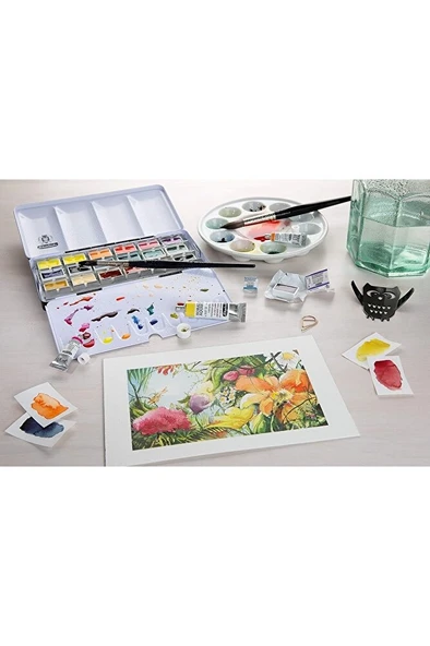 Schmincke Akademie Öl Color Wooden Box Oil Paint Set 12 X 60 Ml-akrilik Set 79112097 - Resim 4