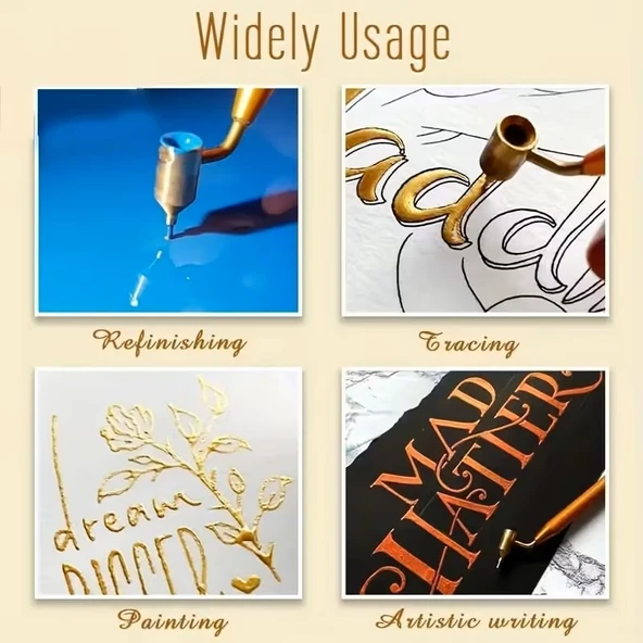 Hazneli çizgi boya kalemi, aplikatör, çini boyama, hazneli trilin, çizikleri onarmak-0.3mm - Resim 6