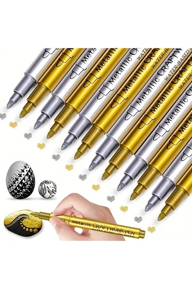 Gümüş metalik marker kaligrafi kalemi, cam kalemi, davetiye, süsleme, düğün imza, bardak yazı-2 Ad - 2