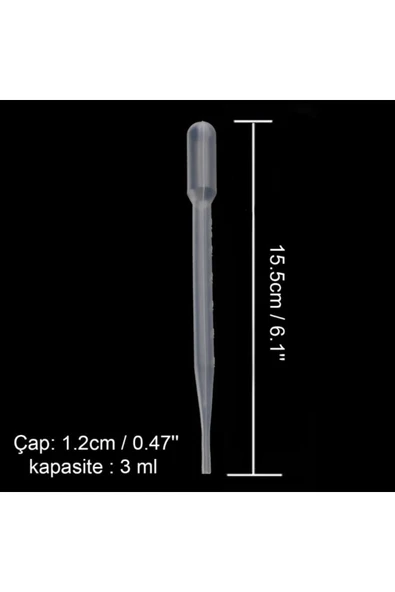 Damlalık Pastör Pipeti 3 Ml-ölçülü (3 Adet) - Resim 2