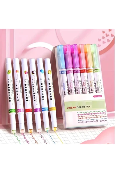 Desenli Kalemler, Kenar Süsü,kalp,çiçek Desenli Kalem,anaokulu Kalem,çocuk Etkinlik Hediye 6'lı Set - Resim 4