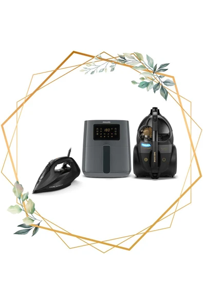 Philips Çeyiz Seti ( Xb9145/07 Toz Torbasız Süpürge, Dst7511/80 Buharlı Ütü, Hd9255/60 Airfryer ) - 2