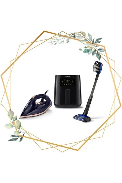 Philips Çeyiz Seti ( Xc8049/01 Dikey Süpürfe, Dst7510/80 Buharlı Ütü, Hd9252/90 Airfryer ) - 2