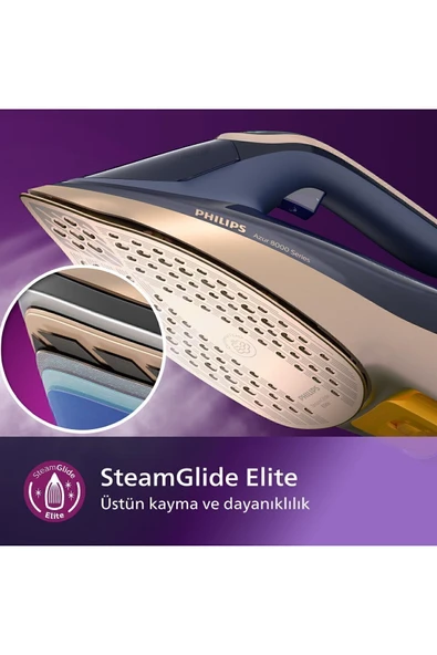 Philips 8000 Serisi Azur Buharlı Ütü, 3000W, 260g Turbo Şok Buhar, 85g/dk Sürekli Buhar, Sıfır Yanık Riski - 6