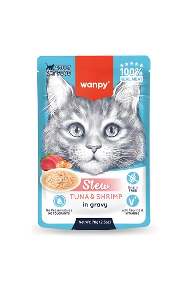 Pouch Ton Balıklı ve Karidesli Yaş Kedi Maması 70gr x 10 Adet