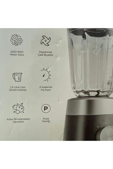 Karaca Buz Kırıcı 1,5 Lt CAM Sürahi Hazneli Pulse Özellikli Smoothie Blender 1000w - 6