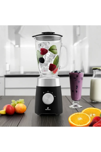 Karaca Paslanmaz Çelik Bıçaklar ile Buz Kırıcı 1,5 Lt Cam Sürahili Smoothie Blender Siyah - 4