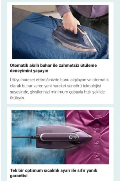 Philips Isınma OptimalTEMP Azur 8000 Seri buharlı Ütü - 6