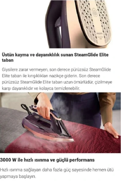 Philips Isınma OptimalTEMP Azur 8000 Seri buharlı Ütü - 3