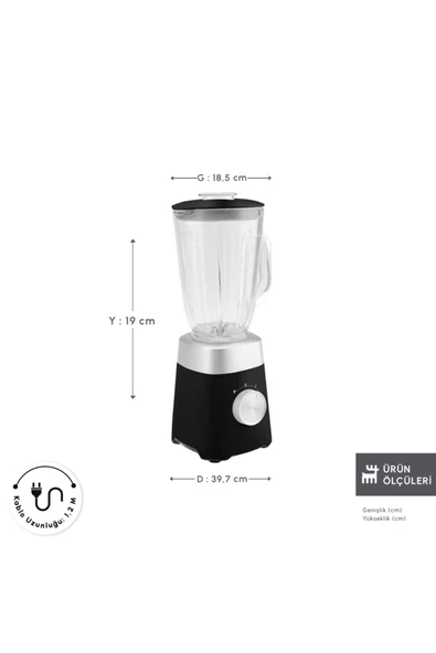 Karaca Buz Kırıcı 1,5 Lt CAM Sürahi Hazneli Pulse Özellikli Smoothie Blender 1000w - 6