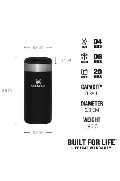 Stanley 10-10788-067 The Aerolight Transit 0,35 Litre Çelik Termos Bardak - Siyah - 4