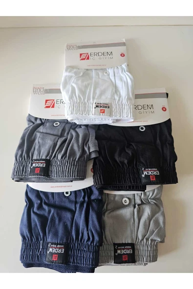 Erkek Karışık Renk 5 'lı %100 Pamuk Penye Boxer-(1480) ürün görseli