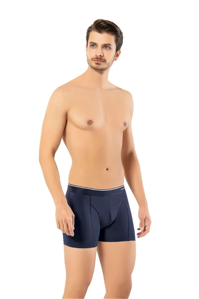 Erdem Lacivert Pamuk Elastan 2 li Klasik Boxer 1445 - Resim 2