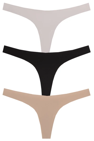 Kadın Lazer Kesim Dikişsiz  Tanga Slip 3 Lü Paket Set ürün görseli