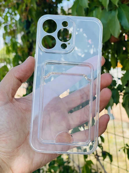 Zipax Apple iPhone 15 Pro Max Kılıf Şeffaf Kartlıklı Silikon Azn-SetraKart ürün görseli 1